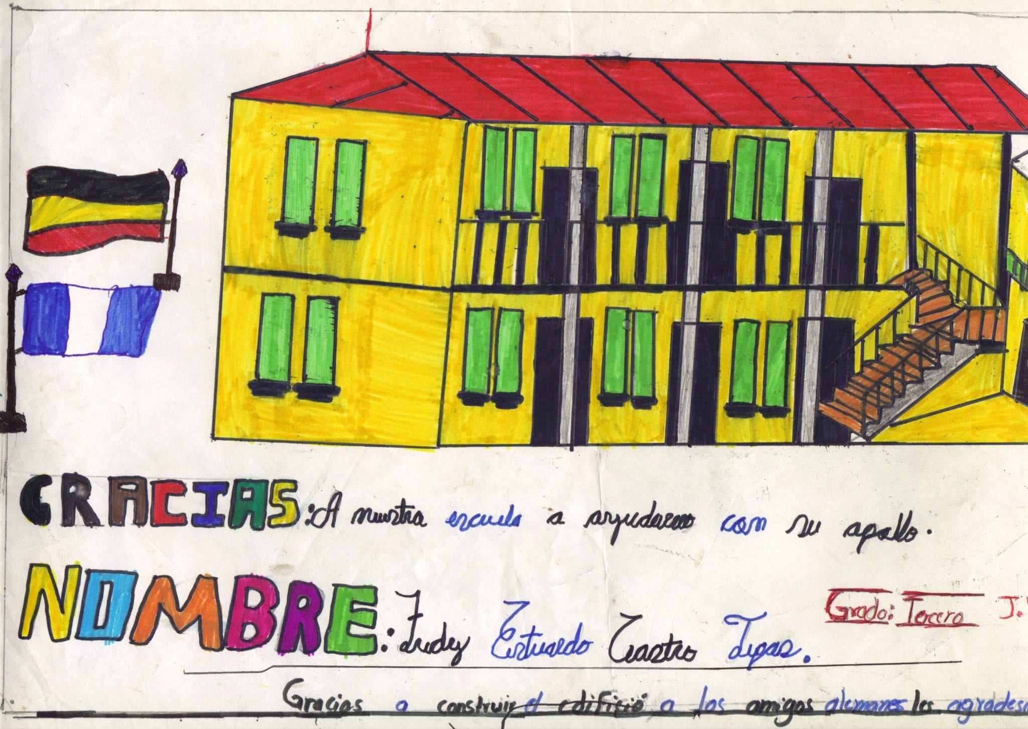 Kinderzeichnung der Schulerweiterung von Los Encuentros